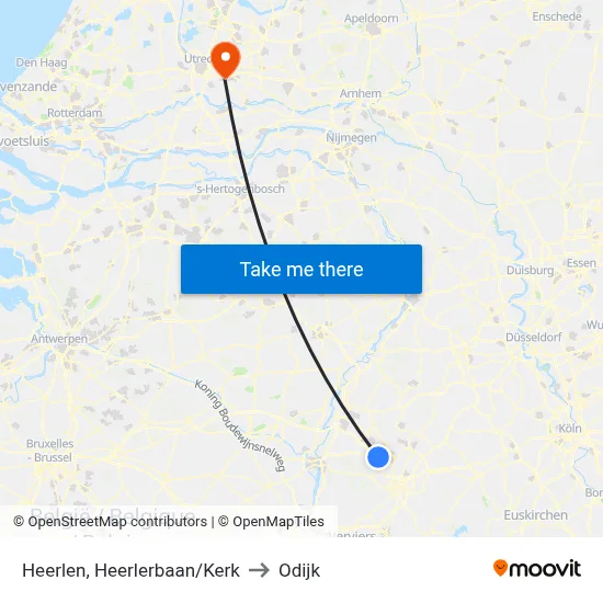 Heerlen, Heerlerbaan/Kerk to Odijk map