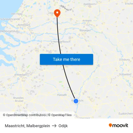Maastricht, Malbergplein to Odijk map