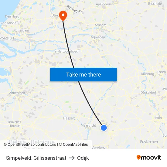 Simpelveld, Gillissenstraat to Odijk map