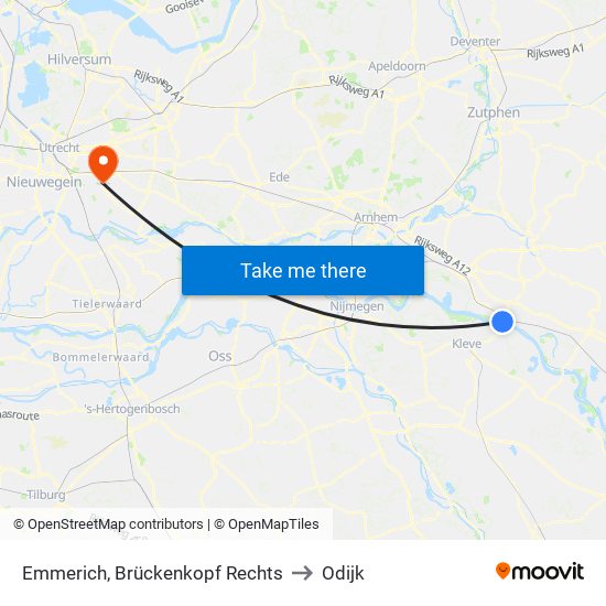 Emmerich, Brückenkopf Rechts to Odijk map