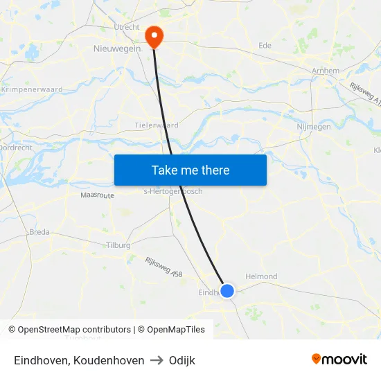 Eindhoven, Koudenhoven to Odijk map