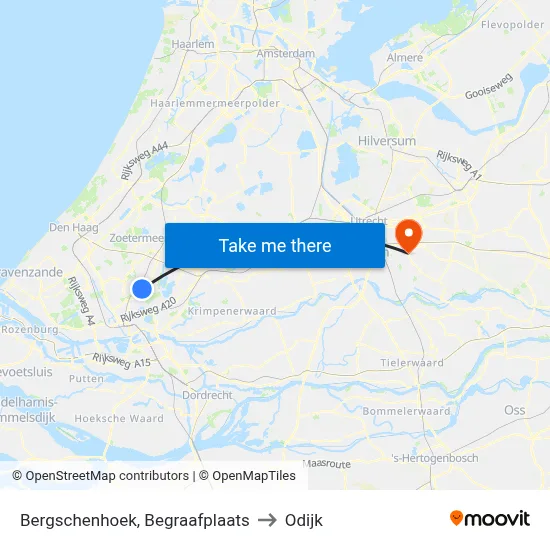 Bergschenhoek, Begraafplaats to Odijk map