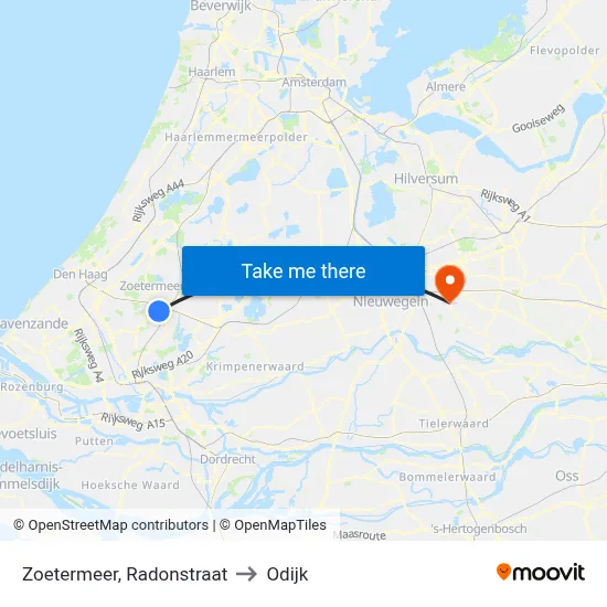 Zoetermeer, Radonstraat to Odijk map