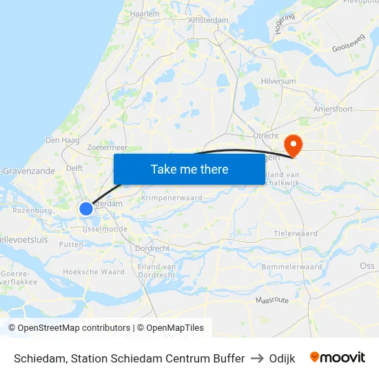 Schiedam, Station Schiedam Centrum Buffer to Odijk map