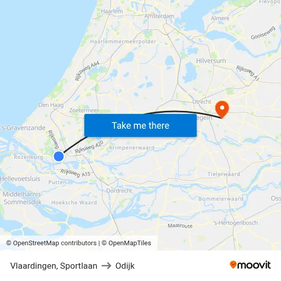 Vlaardingen, Sportlaan to Odijk map