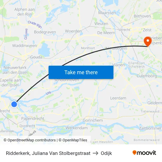 Ridderkerk, Juliana Van Stolbergstraat to Odijk map