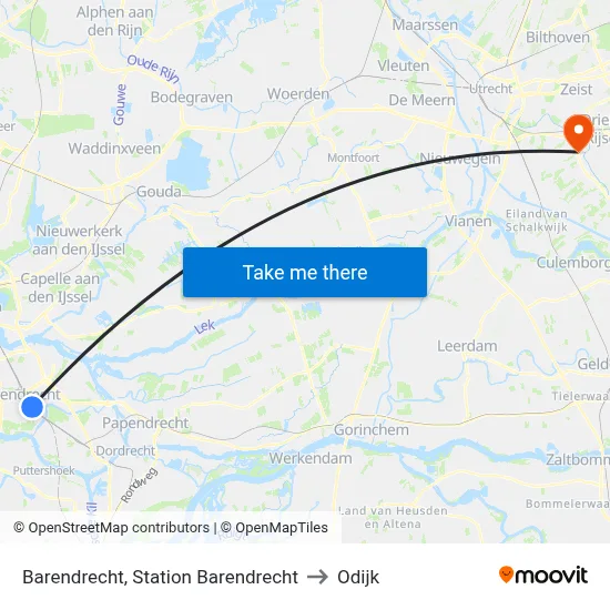Barendrecht, Station Barendrecht to Odijk map