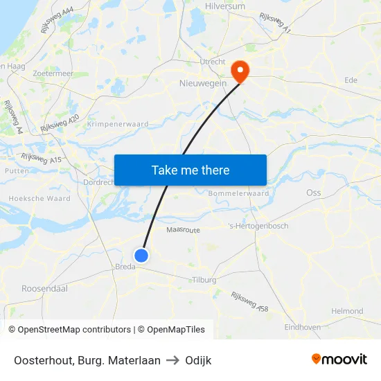 Oosterhout, Burg. Materlaan to Odijk map