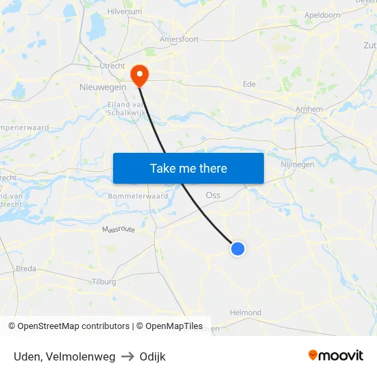 Uden, Velmolenweg to Odijk map