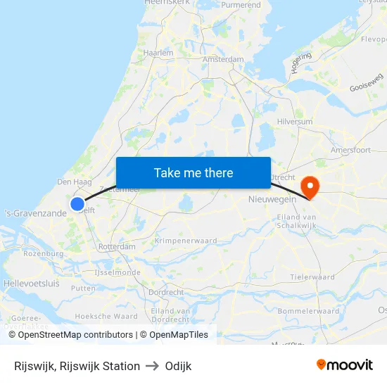 Rijswijk, Rijswijk Station to Odijk map
