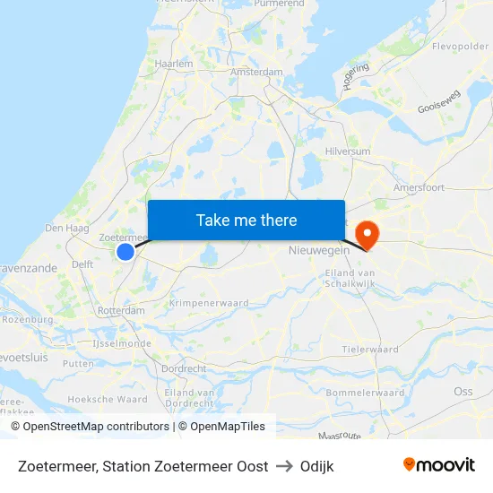 Zoetermeer, Station Zoetermeer Oost to Odijk map