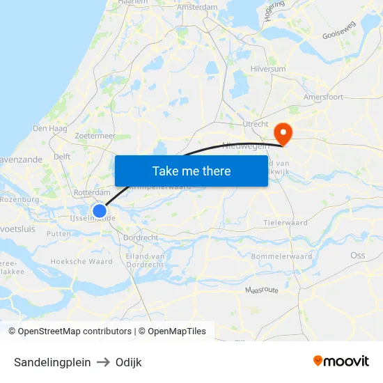 Sandelingplein to Odijk map