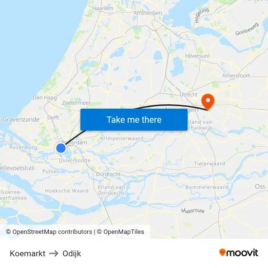 Koemarkt to Odijk map