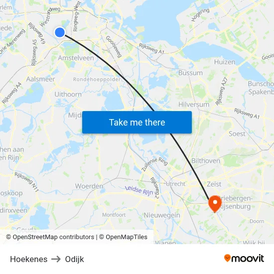 Hoekenes to Odijk map