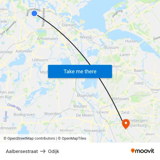 Aalbersestraat to Odijk map