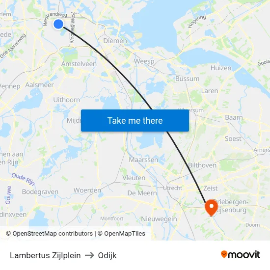 Lambertus Zijlplein to Odijk map