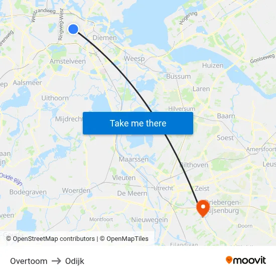 Overtoom to Odijk map
