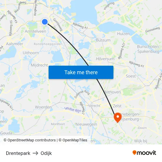 Drentepark to Odijk map
