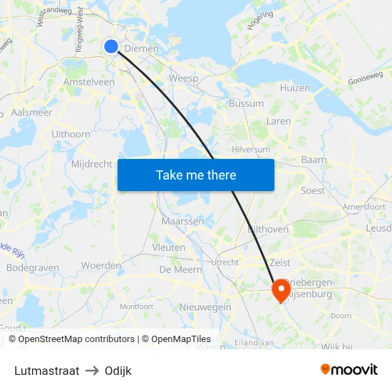 Lutmastraat to Odijk map