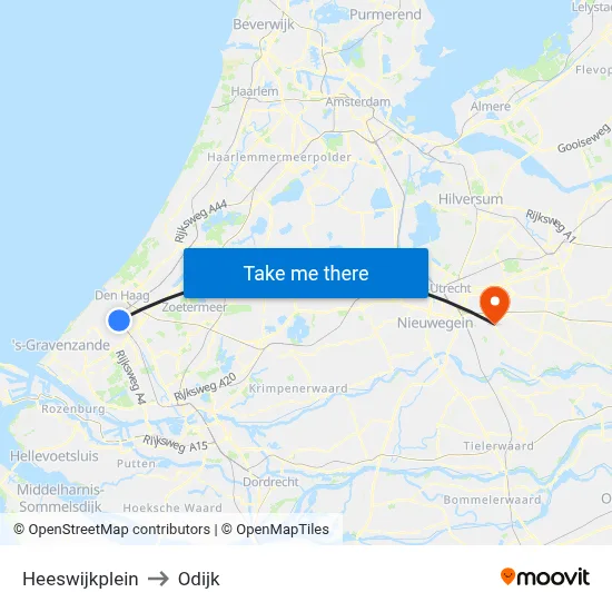 Heeswijkplein to Odijk map