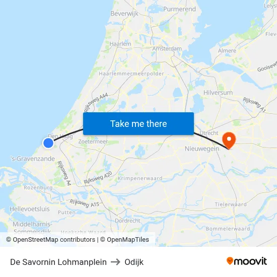 De Savornin Lohmanplein to Odijk map