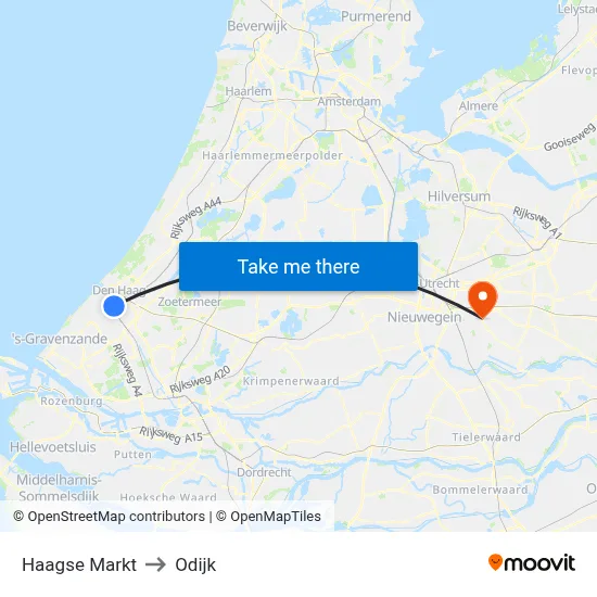 Haagse Markt to Odijk map