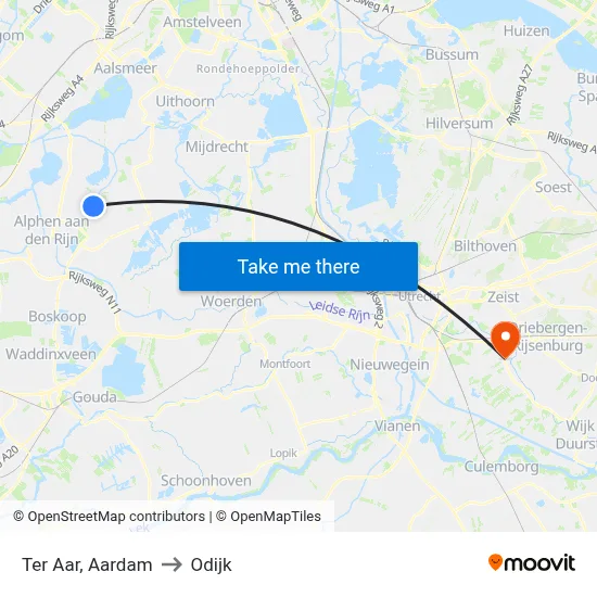 Ter Aar, Aardam to Odijk map