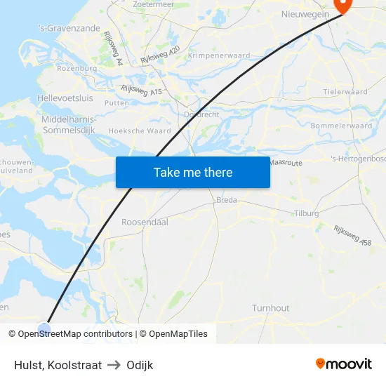Hulst, Koolstraat to Odijk map