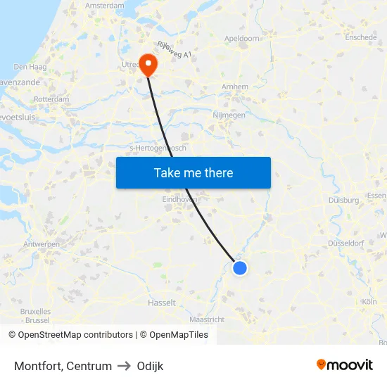 Montfort, Centrum to Odijk map