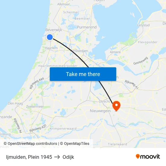 Ijmuiden, Plein 1945 to Odijk map