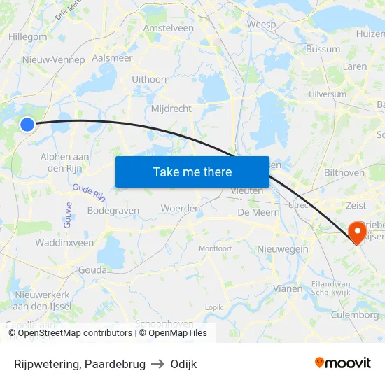 Rijpwetering, Paardebrug to Odijk map