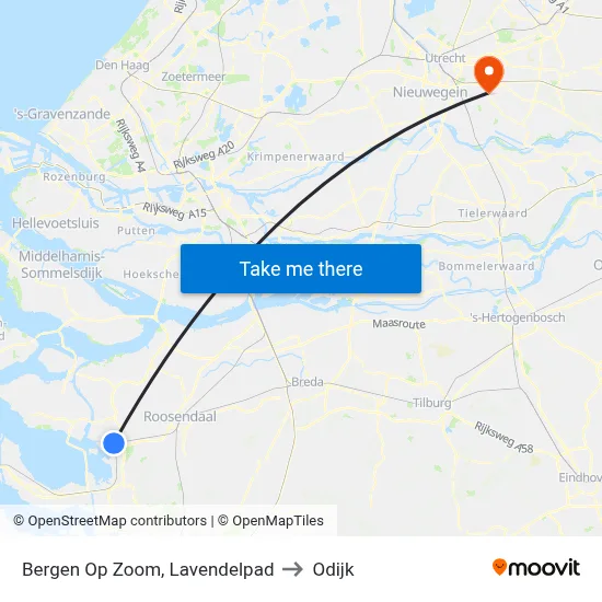 Bergen Op Zoom, Lavendelpad to Odijk map