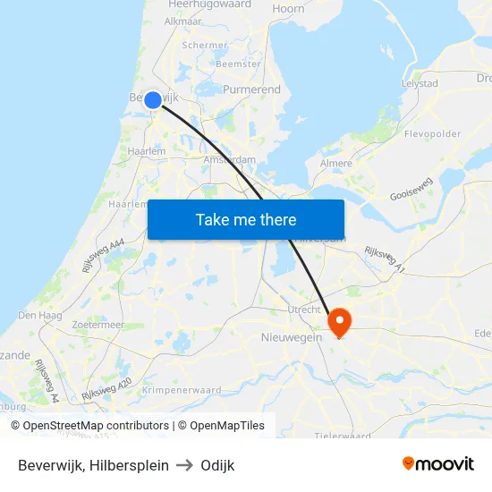 Beverwijk, Hilbersplein to Odijk map