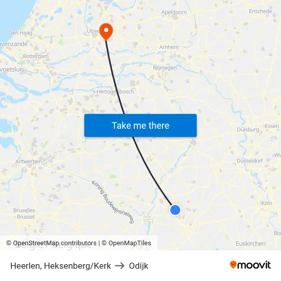Heerlen, Heksenberg/Kerk to Odijk map