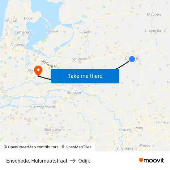 Enschede, Hulsmaatstraat to Odijk map