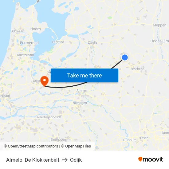 Almelo, De Klokkenbelt to Odijk map