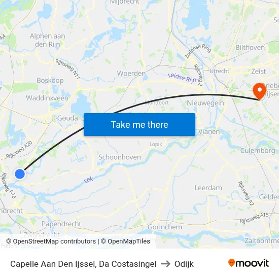 Capelle Aan Den Ijssel, Da Costasingel to Odijk map