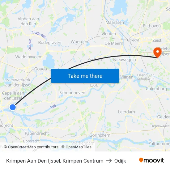 Krimpen Aan Den Ijssel, Krimpen Centrum to Odijk map