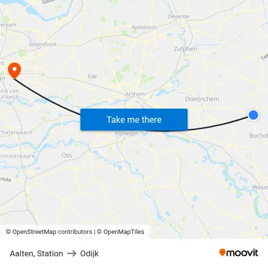 Aalten, Station to Odijk map