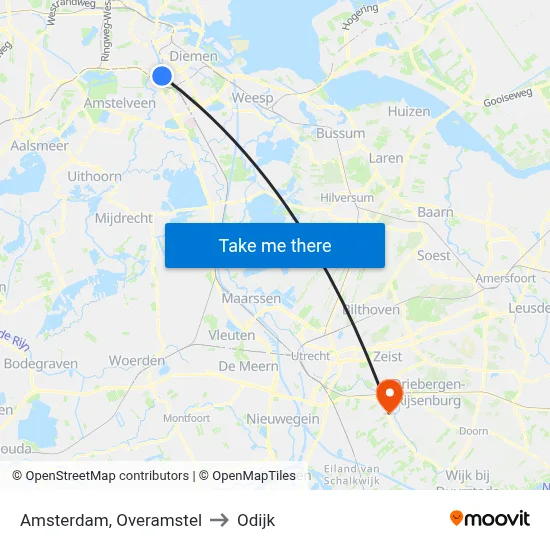 Amsterdam, Overamstel to Odijk map