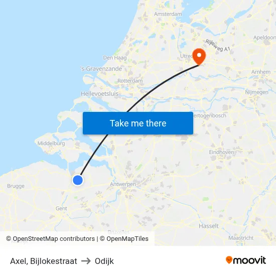 Axel, Bijlokestraat to Odijk map
