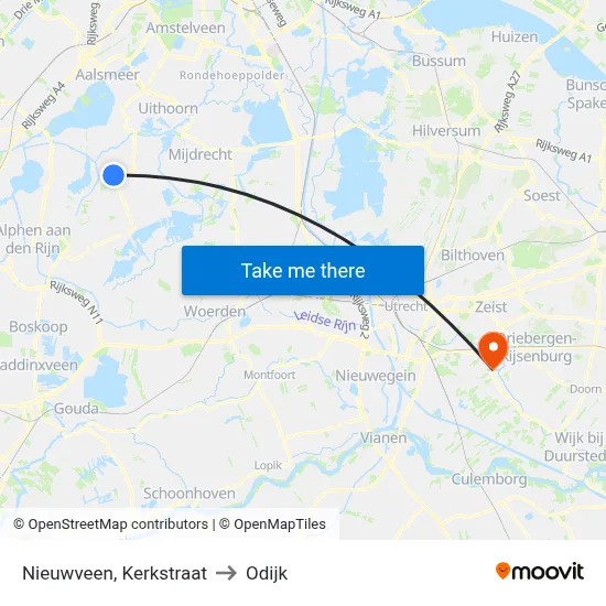Nieuwveen, Kerkstraat to Odijk map