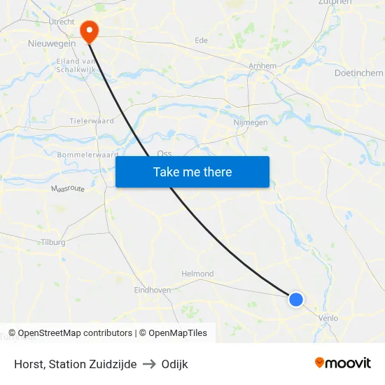 Horst, Station Zuidzijde to Odijk map