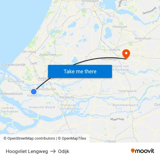 Hoogvliet Lengweg to Odijk map