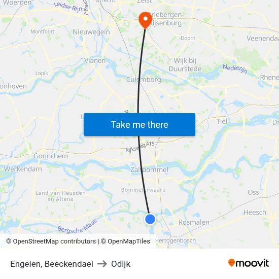 Engelen, Beeckendael to Odijk map