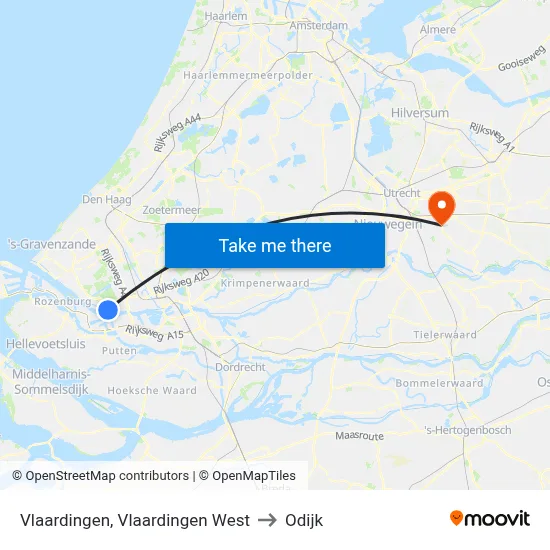 Vlaardingen, Vlaardingen West to Odijk map