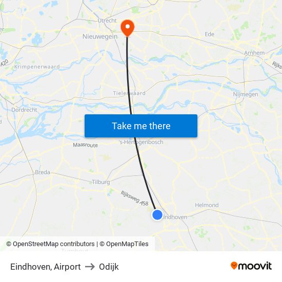 Eindhoven, Airport to Odijk map
