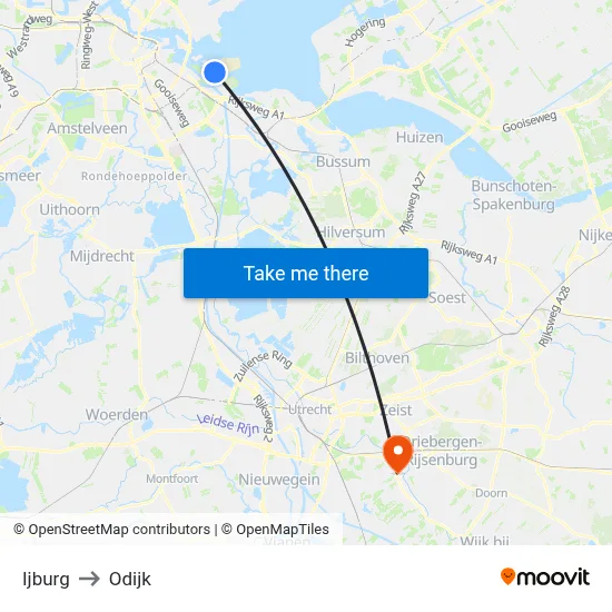 Ijburg to Odijk map