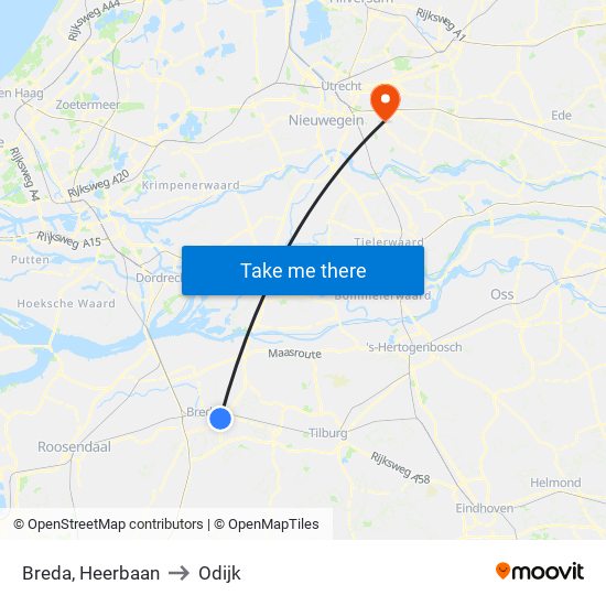 Breda, Heerbaan to Odijk map