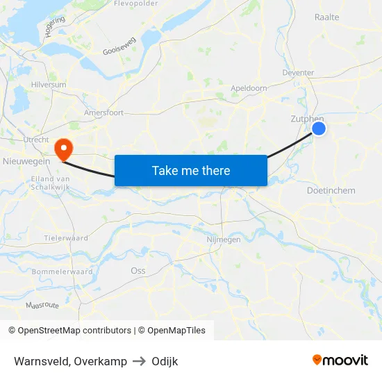 Warnsveld, Overkamp to Odijk map
